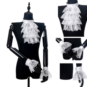 Δαντελένιο ράφ κολάρο, ρετρό στυλ παλάτιου, μοτίβο Raff, επένδυση πολυεστέρα, φωτογραφικά αξεσουάρ για Halloween και κλόουν του τσίρκου, Άνοιξη 2025