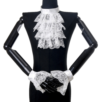 Δαντελένιο ράφ κολάρο, ρετρό στυλ παλάτιου, μοτίβο Raff, επένδυση πολυεστέρα, φωτογραφικά αξεσουάρ για Halloween και κλόουν του τσίρκου, Άνοιξη 2025