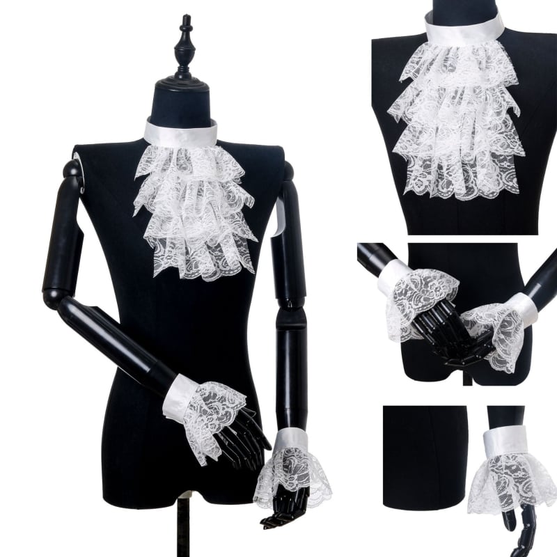 Δαντελένιο ράφ κολάρο, ρετρό στυλ παλάτιου, μοτίβο Raff, επένδυση πολυεστέρα, φωτογραφικά αξεσουάρ για Halloween και κλόουν του τσίρκου, Άνοιξη 2025