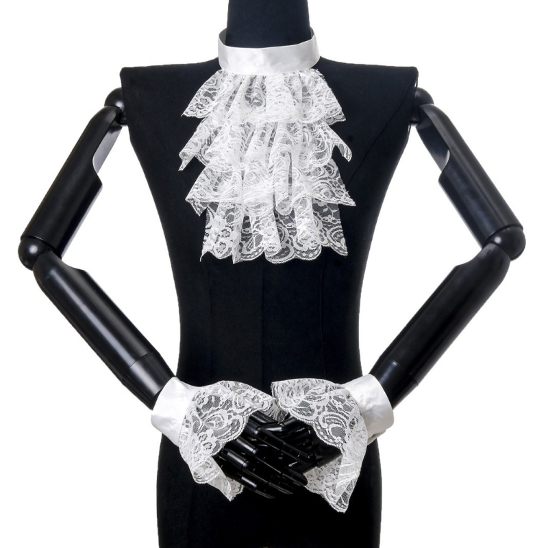 Δαντελένιο ράφ κολάρο, ρετρό στυλ παλάτιου, μοτίβο Raff, επένδυση πολυεστέρα, φωτογραφικά αξεσουάρ για Halloween και κλόουν του τσίρκου, Άνοιξη 2025