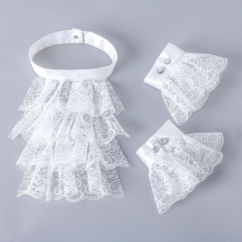 Δαντελένιο ράφ κολάρο, ρετρό στυλ παλάτιου, μοτίβο Raff, επένδυση πολυεστέρα, φωτογραφικά αξεσουάρ για Halloween και κλόουν του τσίρκου, Άνοιξη 2025