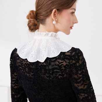 Дантелена блуза с подплата от полиестер, ежедневен стил, пролет 2025