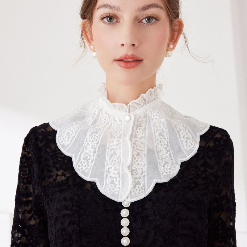 Дантелена блуза с подплата от полиестер, ежедневен стил, пролет 2025