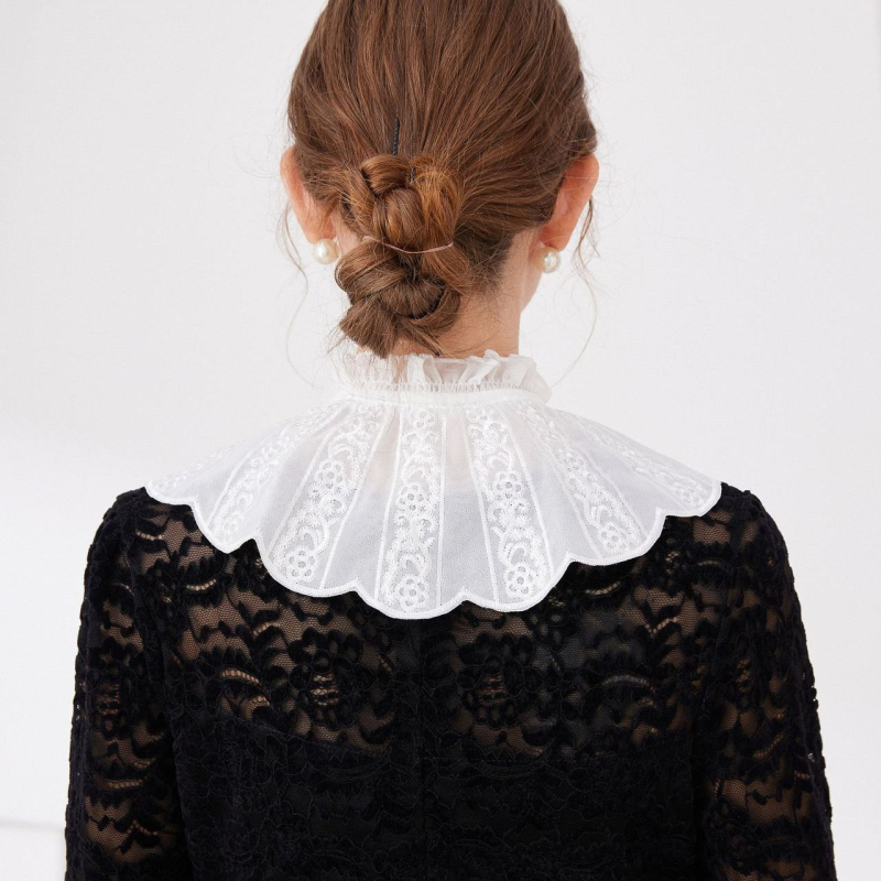 Дантелена блуза с подплата от полиестер, ежедневен стил, пролет 2025