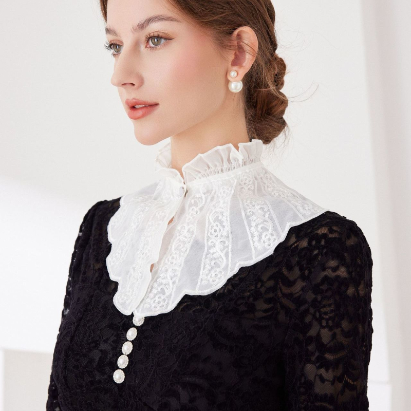 Дантелена блуза с подплата от полиестер, ежедневен стил, пролет 2025