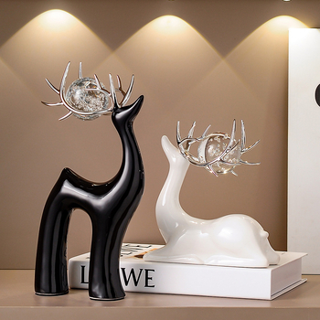 Κεραμική φιγούρα ελαφιού για σαλόνι – απλός μοντέρνος σχεδιασμός, χειροποίητο, έτοιμο διακοσμητικό δώρο