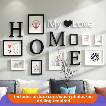 Σετ κορνίζες φωτογραφιών τοίχου για ανάρτηση χωρίς τρύπες — μοντέρνο Nordic στυλ, ασύμμετρο σχήμα, φινίρισμα με φούρνο, για σαλόνι και υπνοδωμάτιο