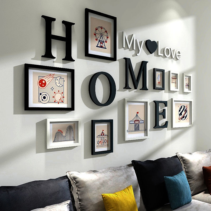 Σετ κορνίζες φωτογραφιών τοίχου για ανάρτηση χωρίς τρύπες — μοντέρνο Nordic στυλ, ασύμμετρο σχήμα, φινίρισμα με φούρνο, για σαλόνι και υπνοδωμάτιο