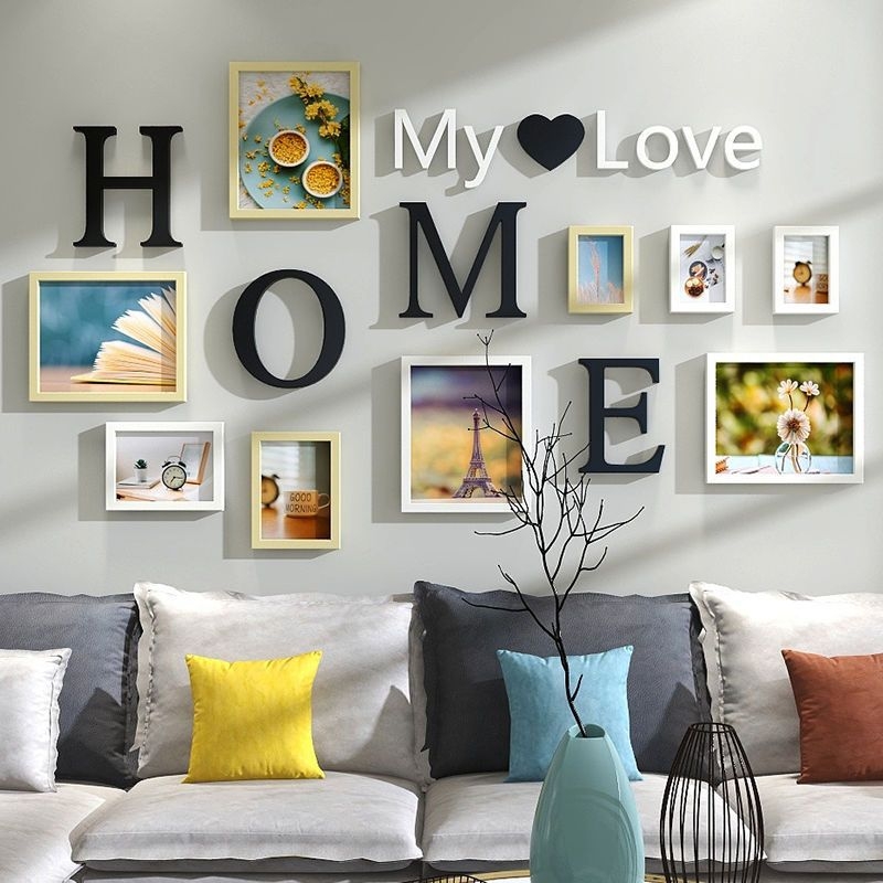 Σετ κορνίζες φωτογραφιών τοίχου για ανάρτηση χωρίς τρύπες — μοντέρνο Nordic στυλ, ασύμμετρο σχήμα, φινίρισμα με φούρνο, για σαλόνι και υπνοδωμάτιο