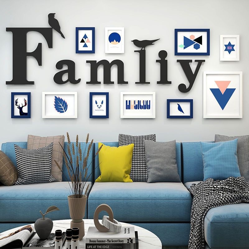 Σετ κορνίζες φωτογραφιών τοίχου για ανάρτηση χωρίς τρύπες — μοντέρνο Nordic στυλ, ασύμμετρο σχήμα, φινίρισμα με φούρνο, για σαλόνι και υπνοδωμάτιο