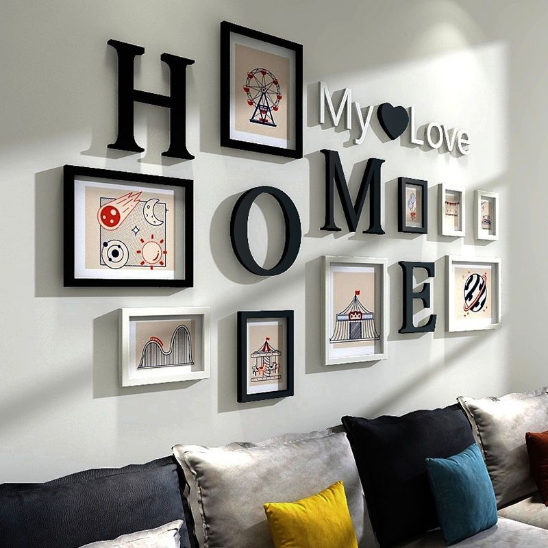 Σετ κορνίζες φωτογραφιών τοίχου για ανάρτηση χωρίς τρύπες — μοντέρνο Nordic στυλ, ασύμμετρο σχήμα, φινίρισμα με φούρνο, για σαλόνι και υπνοδωμάτιο