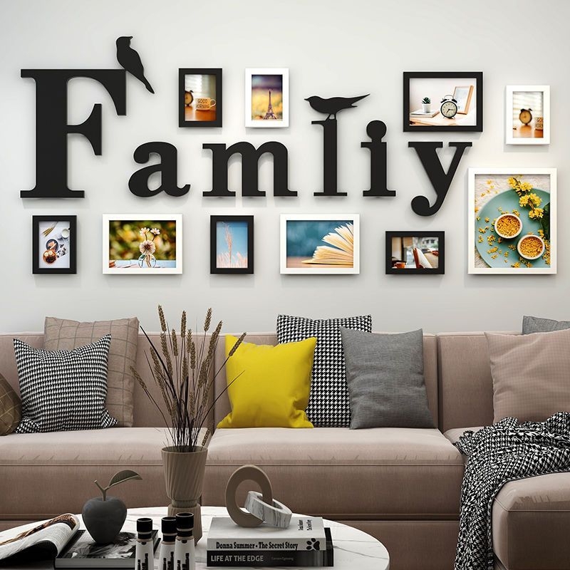 Σετ κορνίζες φωτογραφιών τοίχου για ανάρτηση χωρίς τρύπες — μοντέρνο Nordic στυλ, ασύμμετρο σχήμα, φινίρισμα με φούρνο, για σαλόνι και υπνοδωμάτιο