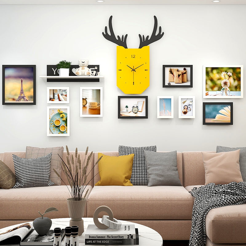 Σετ κορνίζες φωτογραφιών τοίχου για ανάρτηση χωρίς τρύπες — μοντέρνο Nordic στυλ, ασύμμετρο σχήμα, φινίρισμα με φούρνο, για σαλόνι και υπνοδωμάτιο