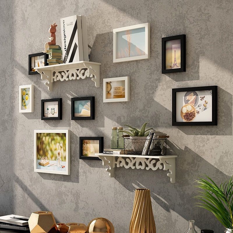 Σετ κορνίζες φωτογραφιών τοίχου για ανάρτηση χωρίς τρύπες — μοντέρνο Nordic στυλ, ασύμμετρο σχήμα, φινίρισμα με φούρνο, για σαλόνι και υπνοδωμάτιο