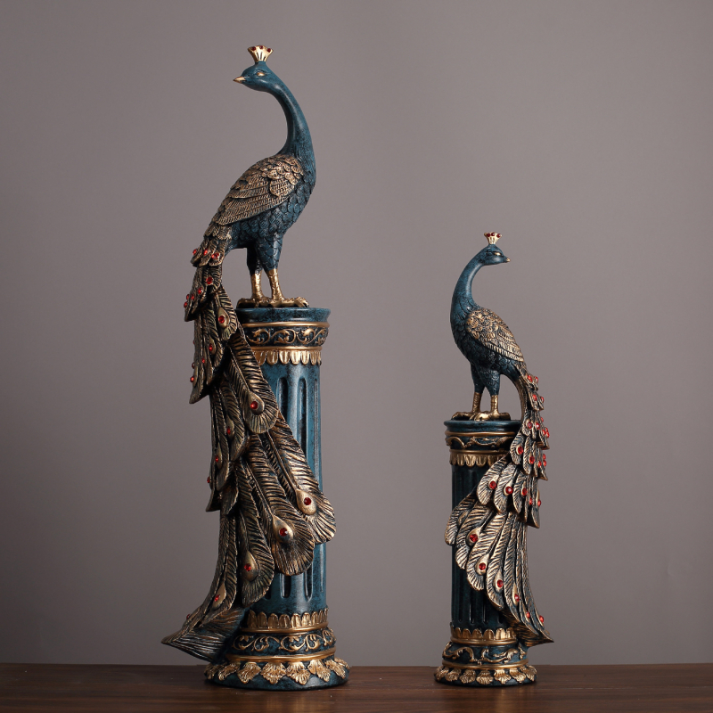 Ornament păun din rășină — EAZOM, stil chinezesc, categorie animale, ambalaj din carton