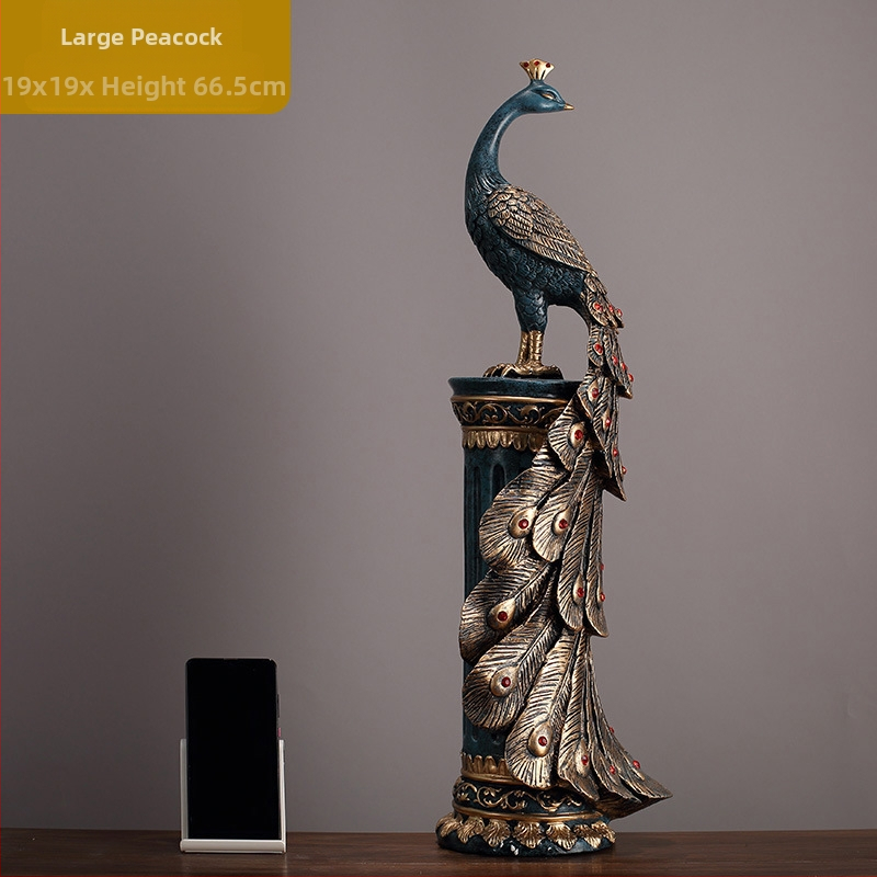 Ornament păun din rășină — EAZOM, stil chinezesc, categorie animale, ambalaj din carton