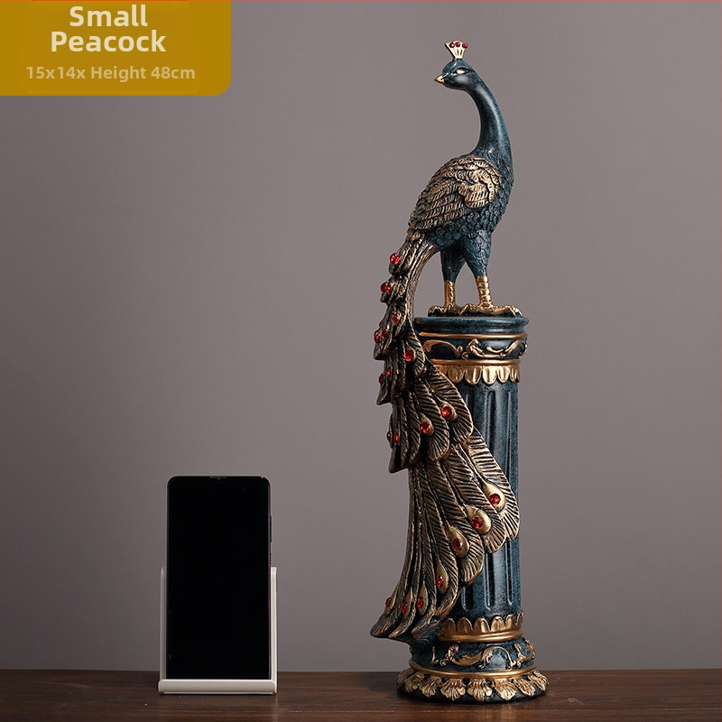 Ornament păun din rășină — EAZOM, stil chinezesc, categorie animale, ambalaj din carton