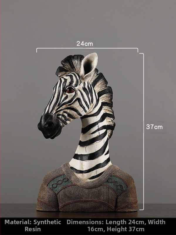 Ornament zebra în stil nordic pentru decorul sufrageriei, rekvizit pentru vitrină, sculptură vintage din rășină sintetică