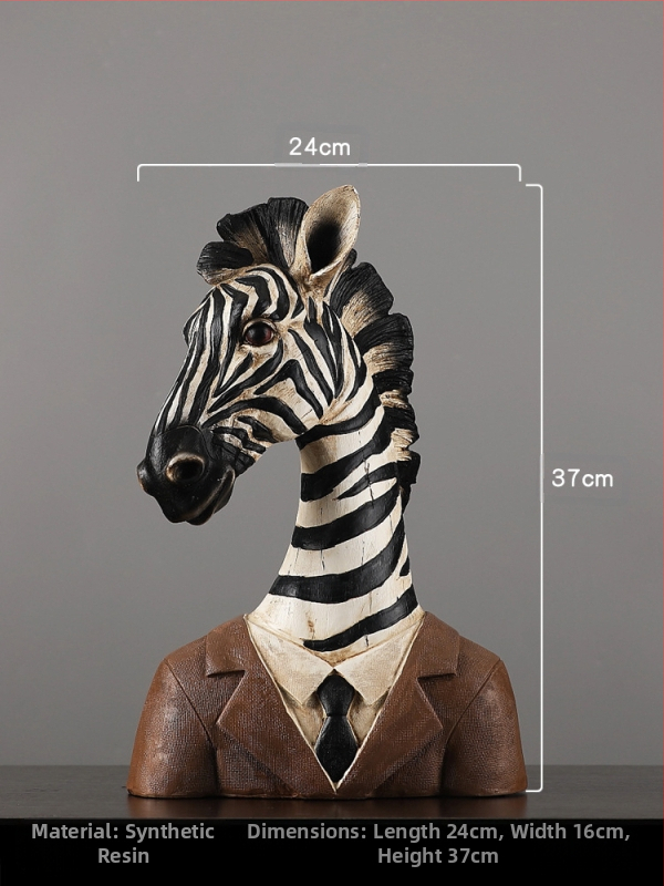 Ornament zebra în stil nordic pentru decorul sufrageriei, rekvizit pentru vitrină, sculptură vintage din rășină sintetică