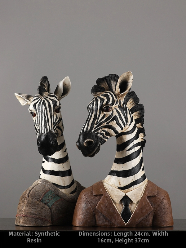 Ornament zebra în stil nordic pentru decorul sufrageriei, rekvizit pentru vitrină, sculptură vintage din rășină sintetică