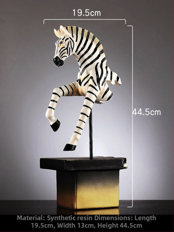 Ornament zebra în stil nordic pentru decorul sufrageriei, rekvizit pentru vitrină, sculptură vintage din rășină sintetică