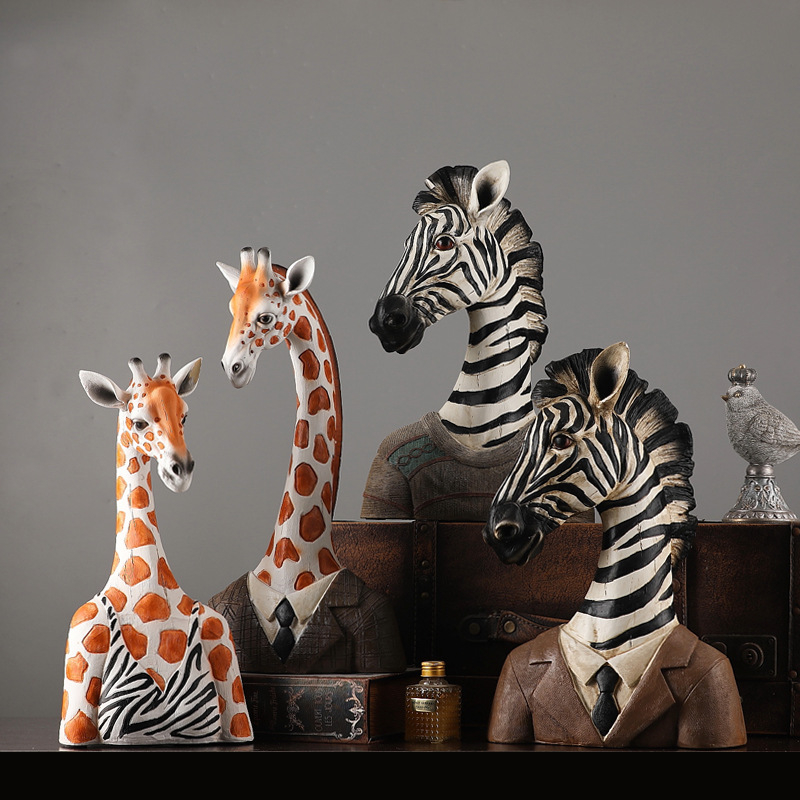 Ornament zebra în stil nordic pentru decorul sufrageriei, rekvizit pentru vitrină, sculptură vintage din rășină sintetică