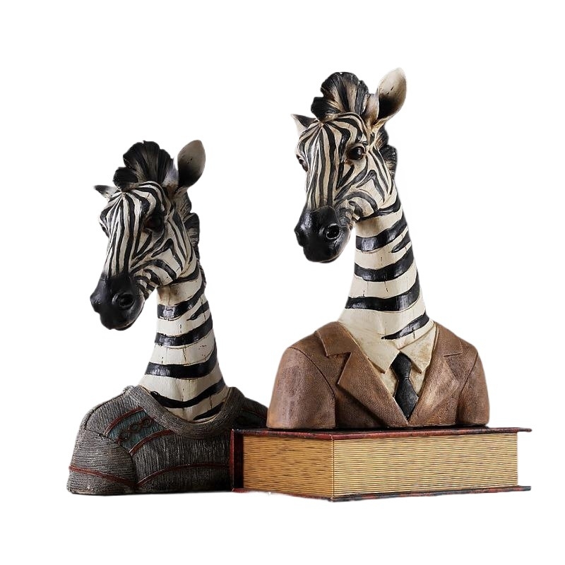 Ornament zebra în stil nordic pentru decorul sufrageriei, rekvizit pentru vitrină, sculptură vintage din rășină sintetică
