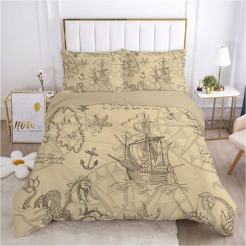 ZUEXVOFY 3-daļīgs gultas veļas komplekts, Twill audums, reaktīvā apdruka un krāsošana, ģeometrisks raksts