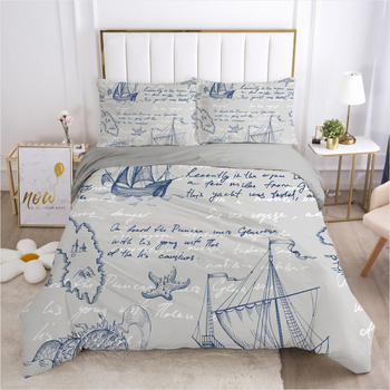 ZUEXVOFY 3-daļīgs gultas veļas komplekts, Twill audums, reaktīvā apdruka un krāsošana, ģeometrisks raksts