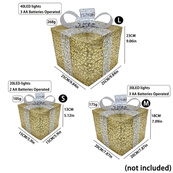 Διακοσμητικό κουτί δώρου από ύφασμα με LED, τριών τεμαχίων για τα Χριστούγεννα – Xuanhua
