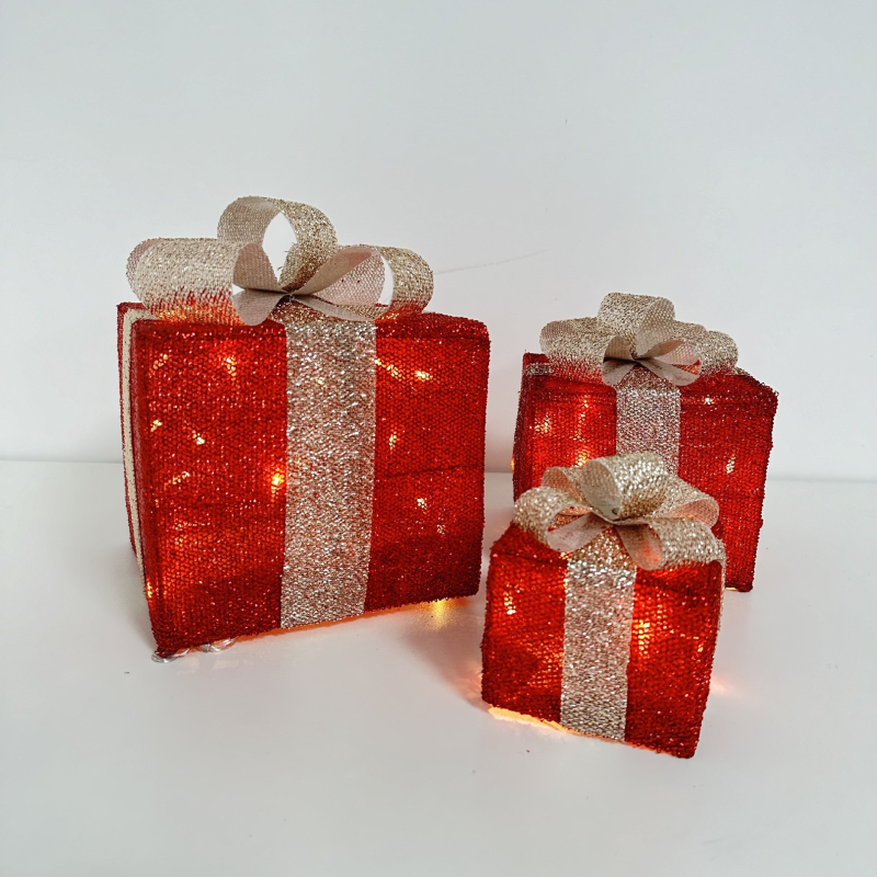 Xuanhua textil LED-es háromrészes díszdoboz karácsonyra