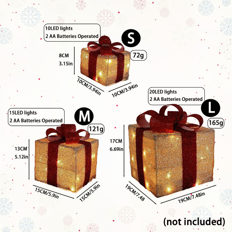 Xuanhua textil LED-es háromrészes díszdoboz karácsonyra