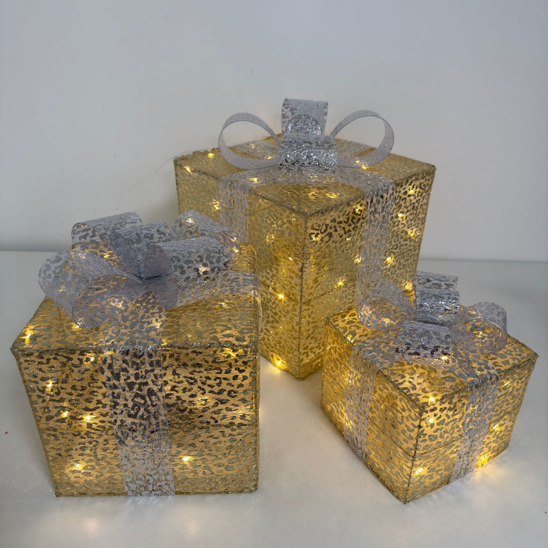 Xuanhua textil LED-es háromrészes díszdoboz karácsonyra