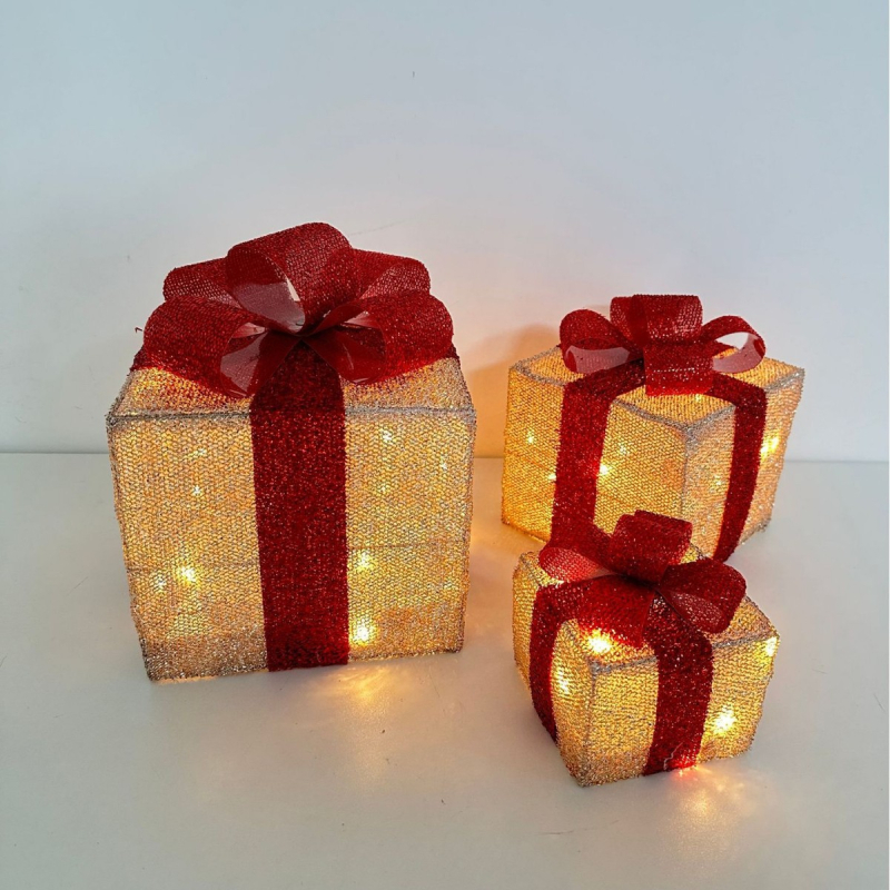 Xuanhua textil LED-es háromrészes díszdoboz karácsonyra