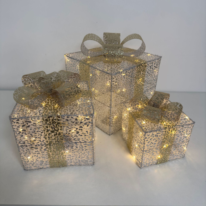 Xuanhua textil LED-es háromrészes díszdoboz karácsonyra