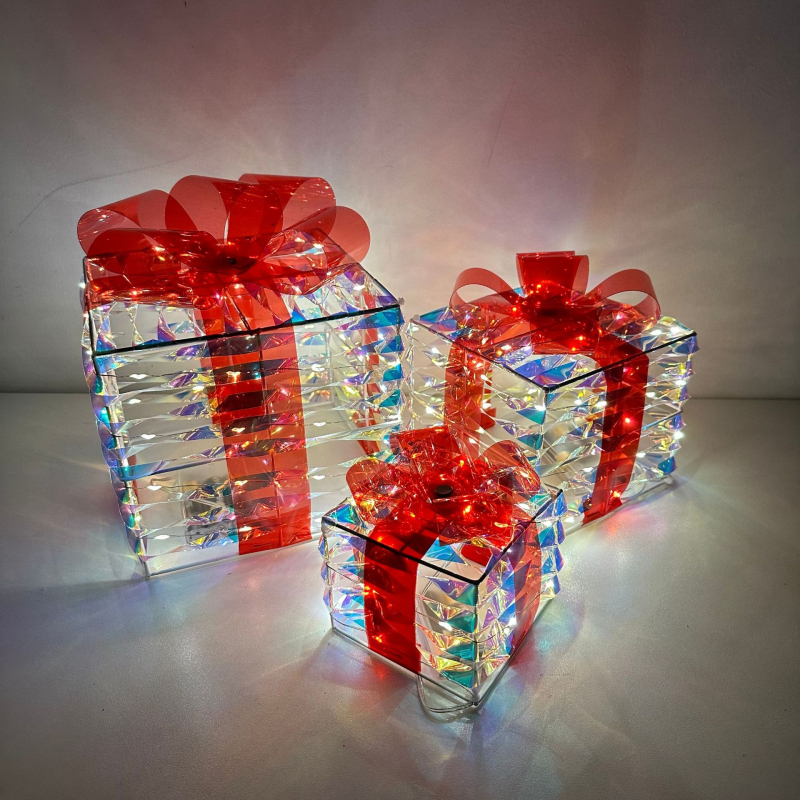 Xuanhua textil LED-es háromrészes díszdoboz karácsonyra