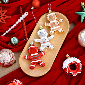 Σετ χριστουγεννιάτικων διακοσμητικών με ανθρωπάκια από μπισκότο – 45 βαμμένες μπάλες και κρεμαστά για δέντρο, πλαστικό, μοντέρνος μινιμαλισμός, ημιχειροποίητη και ημιμηχανική κατασκευή