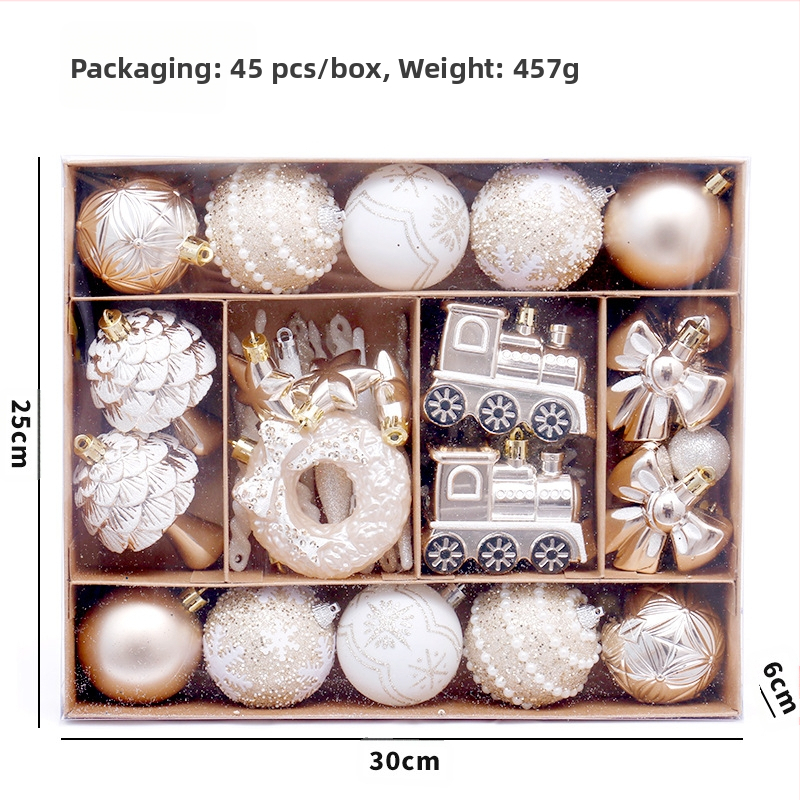 Σετ χριστουγεννιάτικων διακοσμητικών με ανθρωπάκια από μπισκότο – 45 βαμμένες μπάλες και κρεμαστά για δέντρο, πλαστικό, μοντέρνος μινιμαλισμός, ημιχειροποίητη και ημιμηχανική κατασκευή