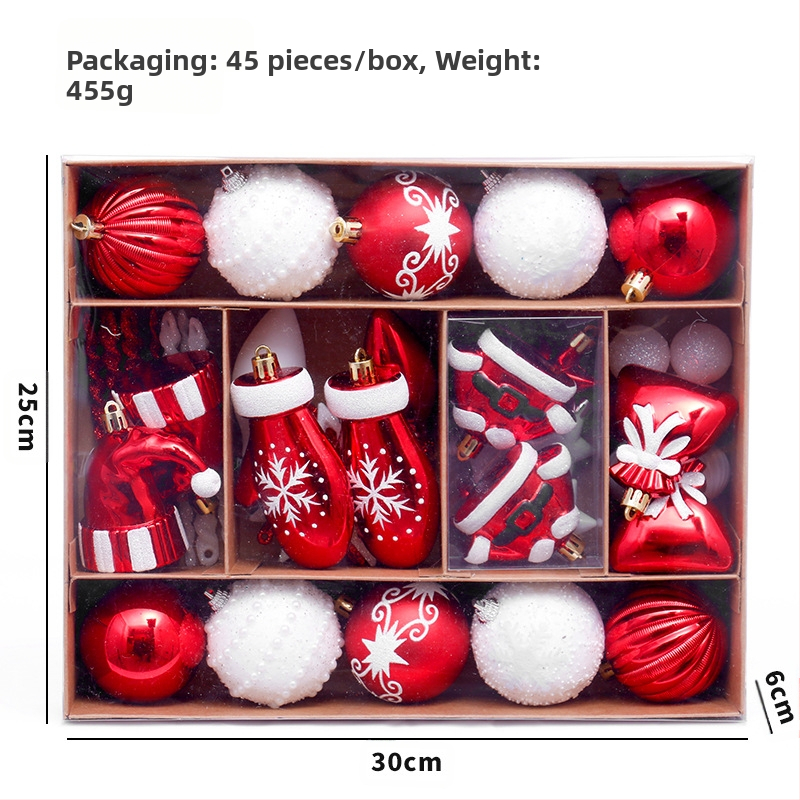 Σετ χριστουγεννιάτικων διακοσμητικών με ανθρωπάκια από μπισκότο – 45 βαμμένες μπάλες και κρεμαστά για δέντρο, πλαστικό, μοντέρνος μινιμαλισμός, ημιχειροποίητη και ημιμηχανική κατασκευή