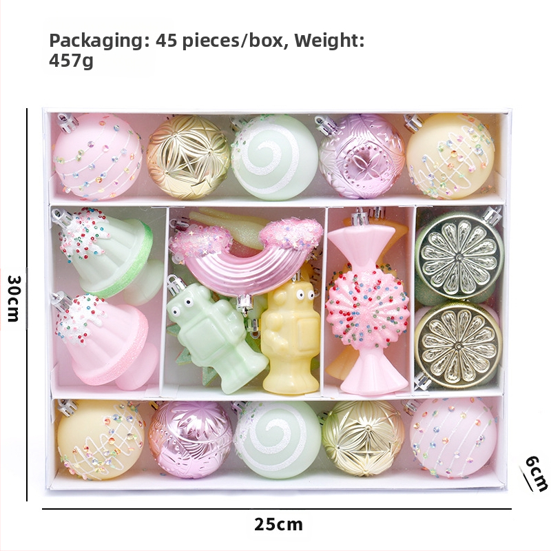 Σετ χριστουγεννιάτικων διακοσμητικών με ανθρωπάκια από μπισκότο – 45 βαμμένες μπάλες και κρεμαστά για δέντρο, πλαστικό, μοντέρνος μινιμαλισμός, ημιχειροποίητη και ημιμηχανική κατασκευή