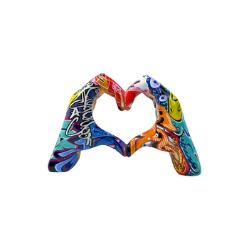 Διακοσμητικό από ρητίνη, σχέδιο καρδιάς με γκράφιτι, χειροποίητο για οικία και γραφείο, συσκευασία από χαρτόνι