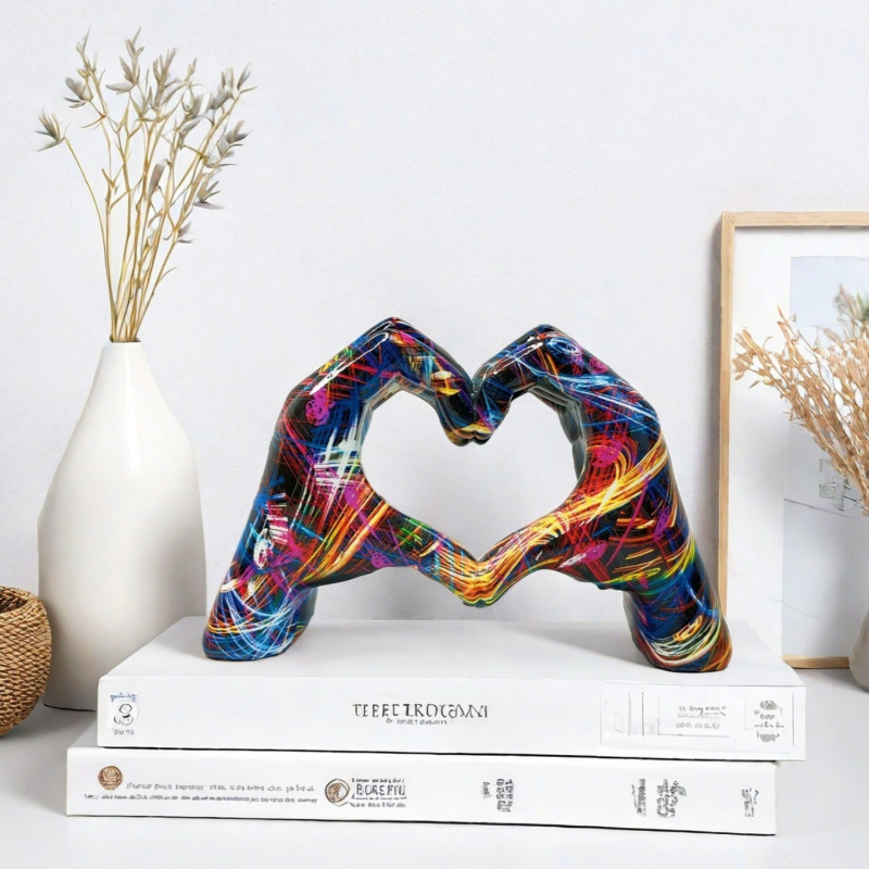 Ornament decorativ din rășină, inimă graffiti, realizat manual pentru casă și birou, ambalaj din carton, gata de cadou