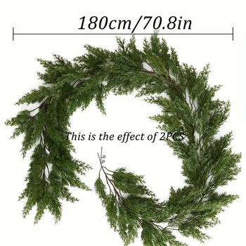 Rankų darbo Kalėdinė ratanų girlianda su PE/PVC medžiaga ir kipruso lapų akcentu – tinkama verslo dovanoms ir švenčių dekoravimui