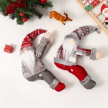 Κούκλα-Μενταγιόν Γέρος για τα Χριστούγεννα – καρό σχέδιο δάσους, ύφασμα, συνδετήρας κουρτίνας, χριστουγεννιάτικη διακόσμηση, χωρίς περιορισμούς IP