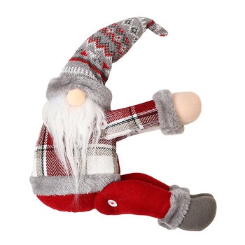 Κούκλα-Μενταγιόν Γέρος για τα Χριστούγεννα – καρό σχέδιο δάσους, ύφασμα, συνδετήρας κουρτίνας, χριστουγεννιάτικη διακόσμηση, χωρίς περιορισμούς IP