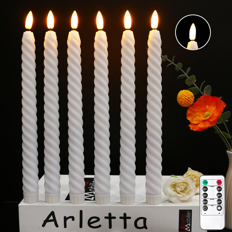 LED електронна свещ на дълга пръчка, дистанционно управление, спирална форма, пластмасов корпус