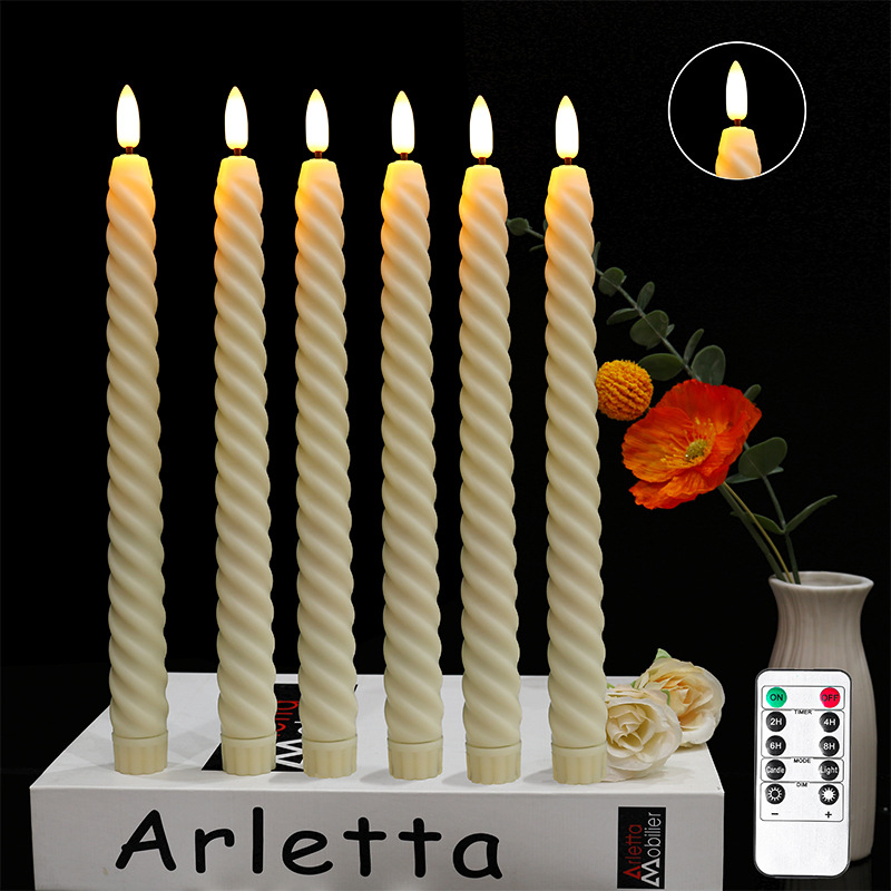 LED електронна свещ на дълга пръчка, дистанционно управление, спирална форма, пластмасов корпус