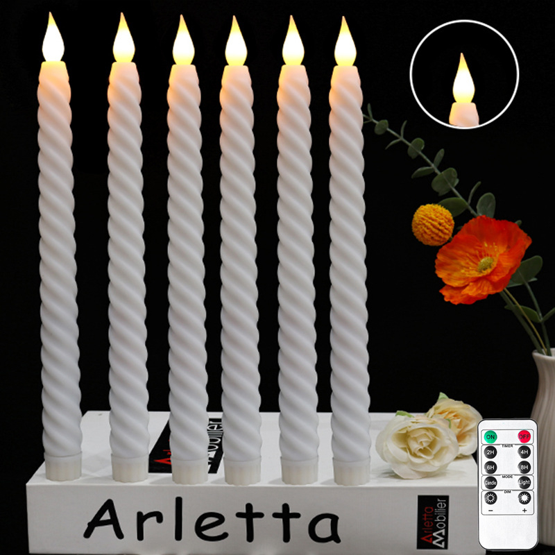 LED електронна свещ на дълга пръчка, дистанционно управление, спирална форма, пластмасов корпус