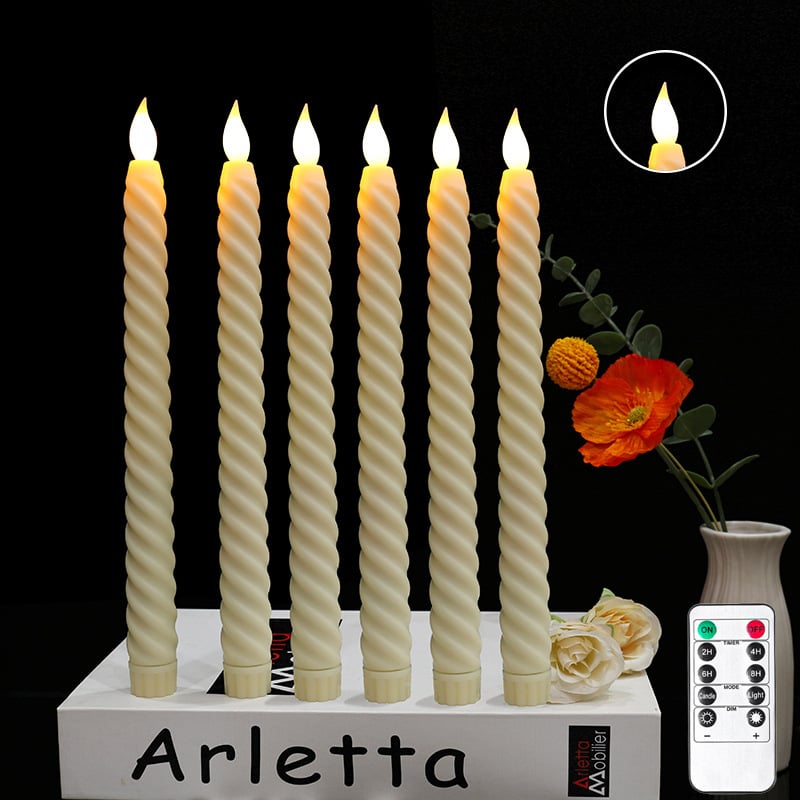 LED електронна свещ на дълга пръчка, дистанционно управление, спирална форма, пластмасов корпус