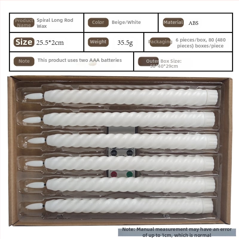 LED електронна свещ на дълга пръчка, дистанционно управление, спирална форма, пластмасов корпус